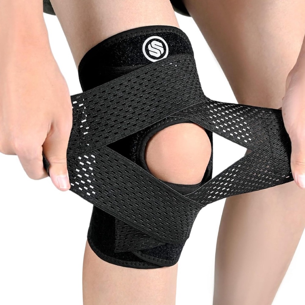 Supportive Black Knee Brace with Open Patella -